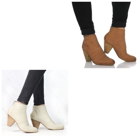 NIB Sbicca Parkman Woven Leather Cone Heel Shooties Ankle Booties Boots Tan 8 - Picture 13 of 13